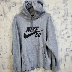ナイキ SB 起毛 BIGロゴ グレー フードTシャツ L