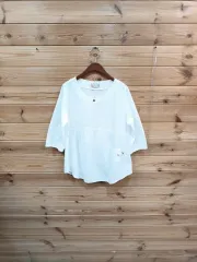 白エンブロイダリー 刺繍 ブラウス 7分