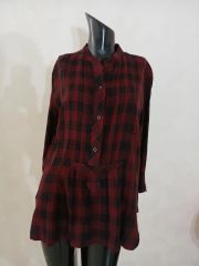 専用 美品ビアズリー 赤と黒のチェック柄長袖チュニック - メルカリ