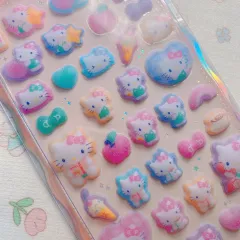 日本正規品) Sanrio ハローキティ コットン ファー( 퍼 ) ピュ( Puppy ) 立体 フロッキー シール ステッカー 携帯デコ (폰꾸) ダイアリーデコ (다꾸)