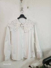洋服屋 ホワイト レース襟 ブラウス 五分袖 日本製 - メルカリ
