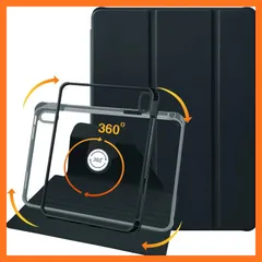【新品】 iPad 10世代 ケース 10.9 インチ 2022モデル PUレザー 360度回転式 磁気吸着 iPad 10 世代 カバー 透明カバー 2 in 1 スタンド 調節可能ハンドバンド ペン収納 子供 オンライン教育 iPad 第10世代 10.9