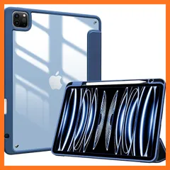 【新品】 ProCase iPad Pro 11 ケース 第4/3/2/1世代に適用（2022 2021 2020 2018) 透明 クリアバックカバー ペン収納 耐衝撃 三つ折り スタンド スマートカバー - ネイビー