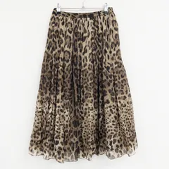 DOLCE&GABBANA  ドルチェアンドガッバーナ スカート シフォン レオパード柄 ギャザー シルク ブラウン イタリア製 レディース 34 b01114のサムネイル