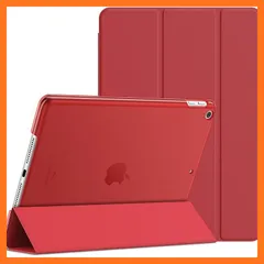 【新品】 JETech iPad 9.7インチ (2018/2017，第6/5世代用) ケース PUレザー 三つ折スタンド オートスリープ機能 (レッド)