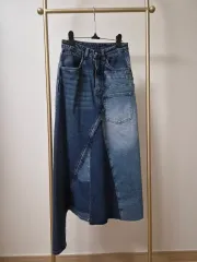 パッチワーク デニム ロング スカート