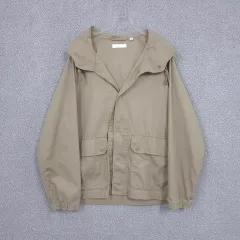 ユニクロ メンズ ベージュ コットン ポケット フード ショート マウンテンパーカー ジャケット 95