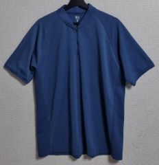 ☆カナリ 無地 サイクルジャージ 立ち襟 半袖 XL 青 ポリエステル 