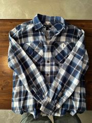 OUTDOOR EXCHANGE ネルシャツ 青・黒・白チェック - メルカリ
