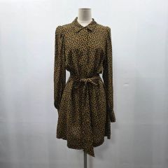 新品米倉涼子着用kate spadeケイトスペードレオパード柄ワンピースリボン付 ケイトスペード ワンピース 豹柄 シルク混 リボン ボウタイ フリル