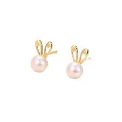 淡水パール ピアス うさぎ レディース 真珠 一粒 シルバー925 かわいい スタッド つけっぱなし 小さめ 金属アレルギー対応 ゴールド 普段使い 誕生日 ホワイトデー 結婚式 卒業式 成人式 デート プレゼント 0