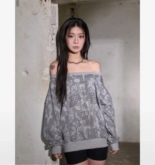 zechitoパワーショルダーヴィンテージスウェットネイビーカレッジロゴ