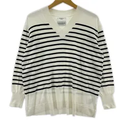 OPAQUE.CLIP　オペーク ドット クリップopaq Ⅴネックボーダーニット size36/S/ホワイト×ブラック