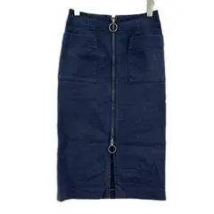 NOBLE ノーブル ダブルジップ スリット ナロースカート size36/ネイビー