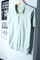 (M-L) Club Monaco クラブモナコ 半袖 KARA（カラ） Tシャツ The HANDSOME ニット 薄緑 無地-185B3