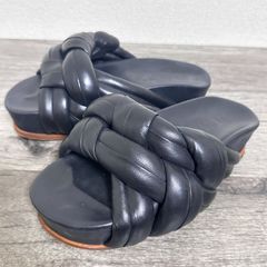 メゾンエウレカ レザーリボンサンダル ブラック 24センチ - メルカリ