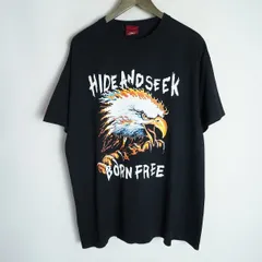 美品24SS Hide and Seek ハイドアンドシーク Eagle S/S HT-040424 イーグル フレイム Tシャツ 半袖カットソー サイズXL ブラック黒 907Q♪のサムネイル