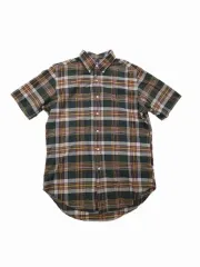 M 90s ポロラルフローレン グリーン/マスタード Classic フィット CHECK 半袖 シャツ