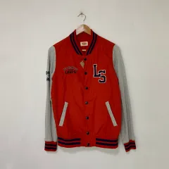 LEVI'S キッズ レッド グレー スタジアム ジャケット スタジャン アウター レディースのサムネイル