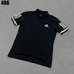 アディダス 3本線 ブラック 半袖 ポロTシャツ