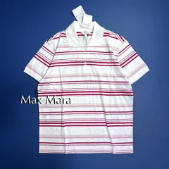kV83 新品 Max Mara 白タグ ロゴ刺繍 M字刺繍 月桂樹 半袖 ポロシャツ ボーダー ホワイト 白 赤 マックスマーラ 定価22,000円のサムネイル