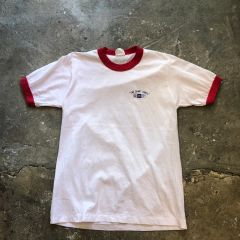 80s USA製 ヴィンテージ リンガーTシャツ 白 L カーステレオ 企業 