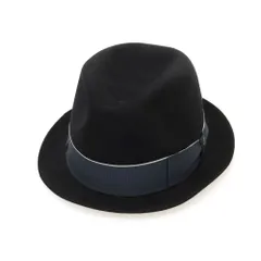 【中古】ボルサリーノ Borsalino ラビット 中折れハット ブラック【サイズ60】【メンズ】