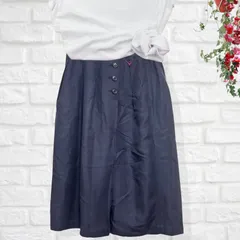 美品✨pas de calais パドカレ レディースリネン混フレアスカートフレア 紺 ネイビーM軽やか素材【送料込み】のサムネイル