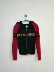 ドルチェ＆ガッバーナ ブラック/レッド WHO ジップアップ コットン ニット ジップ 全面 ロゴのサムネイル