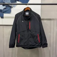 (105) Champion ストリート カジュアル ブラック ウィンドブレーカー ジャケット