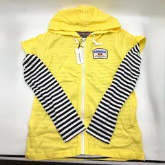 新品 コンバース（CONVERSE）のフード付きジップアップパーカー ボーダーインナー付き キッズ M タグ付き 洋服のサムネイル