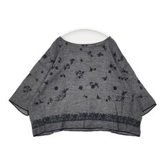 45r 手織りカディ 歳時記人日 刺繍 馬比古ブラウス 共バッグ付き 