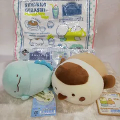 【未使用】すみっコぐらし タグ付   すずめ とかげ スーパー もちもち ぬいぐるみ & ハンカチ  セット W480