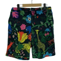 【中古】　Bohemians　ハーフパンツ　短パン　ショートパンツ　ボトムス　ウエストゴム　ジップフライ　総柄　ジャングル　アニマル　日本製　古着　/1581のサムネイル