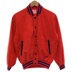 【中古】　DESCENTE　スタジャン　80s vintage　80年代　OLD　フルボタン　無地　ワンポイント　刺しゅう　日本製　スポーツ　古着　/0143のサムネイル