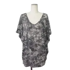パドカレ pas de calais カットソー Vネック 花柄 フレンチスリーブ コットン セルロース 36 グレーのサムネイル