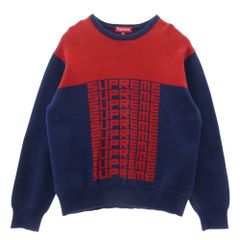 Supreme クルーネックセーター レッド/ネイビー - メルカリ