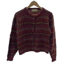 【中古】　L.L.Bean　カーディガンセーター　長袖　ニット　クルーネック　総柄　アウトドア　古着　/2002