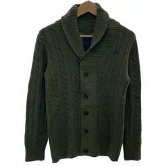 【中古】　G-STAR RAW　カーディガン　長袖　ニット　ショールカラー　フルボタン　ケーブル編み　ワンポイント　刺しゅう　古着　/1585のサムネイル