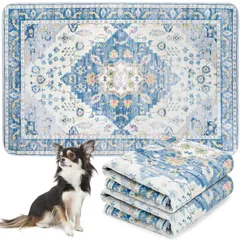 ULIGOTA洗える ペットシーツ 犬 猫用 洗えるペットマット おしっこマット ペットマット エスニック柄 下敷きマット 洗える 速乾 繰り返し使える（102×67cm 青）のサムネイル