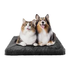 KOMCLUB ペットマット ペットシーツ クッション マット 犬 猫 ケージ用 夏用・冬用 冷房の効いた部屋 やわらか 滑り止め 取り外せるカバー イヌ用 小型犬 小動物用 下敷き (ダークグレー, 50*40cm)