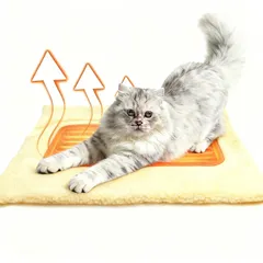 ペット用 ホットマット 体温で蓄熱 暖かい 猫犬ベッドマット 電気不用 ペット用ブランケット 物理的保温 睡眠マットラムの綿毛 冬 寒さ対策57*46cm