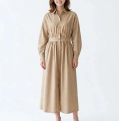 プラージュコットンギャザーシャツワンピースロング丈 2wayplage