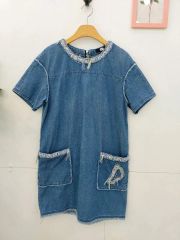 JUDY】デニムワンピース カットオフ ノーカラー 七分袖 春夏 キング 38