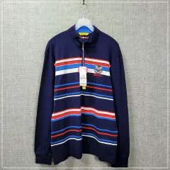 677 macaw ネイビーボーダー柄 ジップTシャツ メンズ100