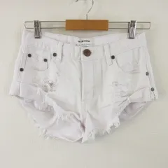 ONE X ONETEASPOON ショートパンツ デニム ダメージ 白 22 *T508