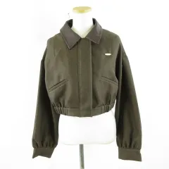 マジェスティックレゴン MAJESTIC LEGON 襟付き ショート ブルゾン ジャケット ジップアップ 長袖 茶 M *A308のサムネイル