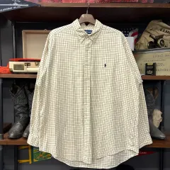 00s ポロ ラルフローレン ライトイェロー ウィンドウCHECK ボタンダウン シャツ N1102