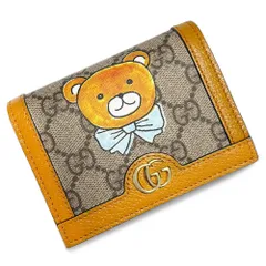 【未使用・保管品】グッチ GUCCI GGスプリーム 二つ折り財布 コンパクト ウォレット クマ EXO KAI コラボ ブラウン 660510 ロゴ 箱付