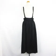 ナイスクラップ NICE CLAUP continuer de NICE CLAUP スカート ボトムス ロング丈 マキシ丈 プリーツ サスペンダー付き サテン イージー F ブラック ※EKM